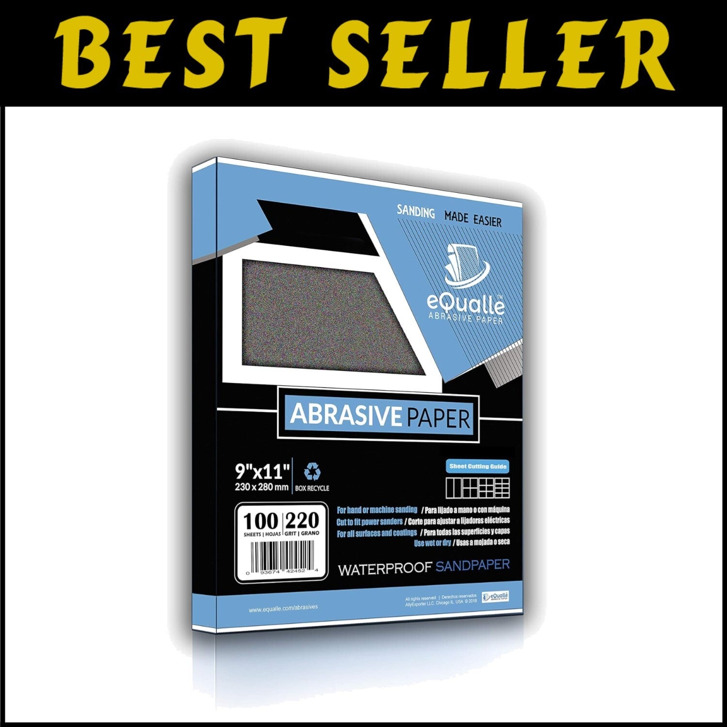 Durable 220 Grit Sandpaper - 100 Sheet Pack for Effortless Surface Preparation