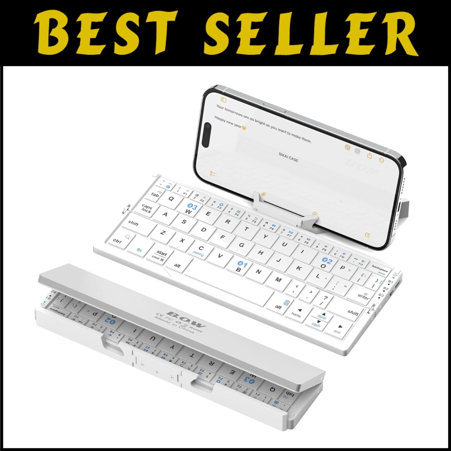 Lightweight Aluminum Travel Keyboard with Magnetic Bracket for Tablets & Phones