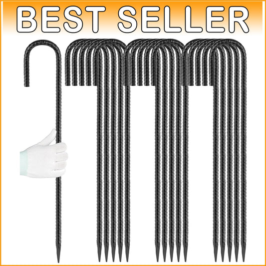 Durable Black Coated Rebar Stakes - 24" Length for Tents & More - 16 Pack