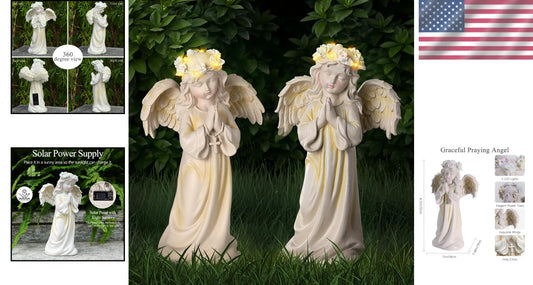 Elegant Solar-Powered Angel Statues - Perfect Sympathy Gift for Gardens