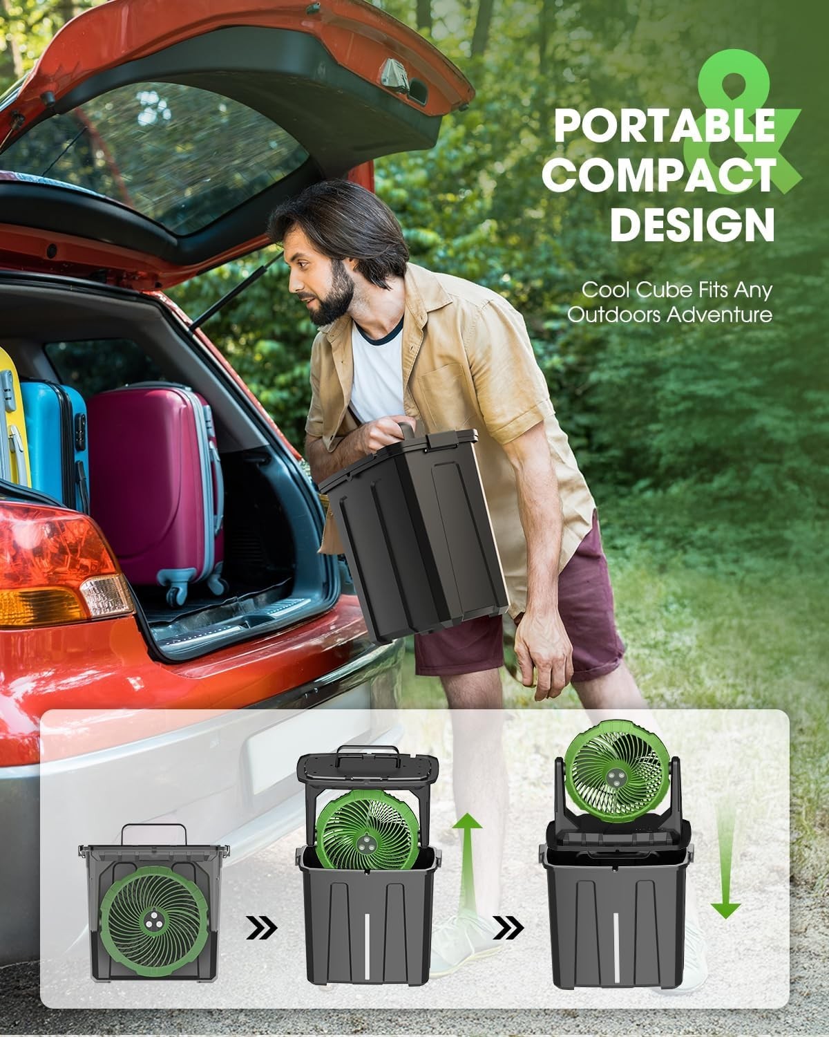 Compact 9L Mist Fan with 3 Wind Speeds - Ideal for Outdoor Leisure & Recreation