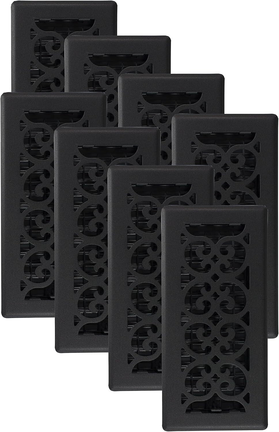 Elegant 4x10 Inch Scroll Floor Register, 8 Pack - Durable Plastic & Steel Design