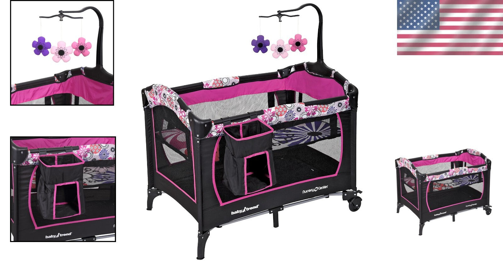 Lightweight Nursery Center Playard in Floral Garden – Ideal for Toddlers