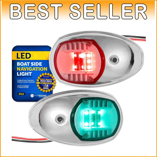 Bright Waterproof Navigation Lights - Red & Green LED Boat Lights, Marine Grade
