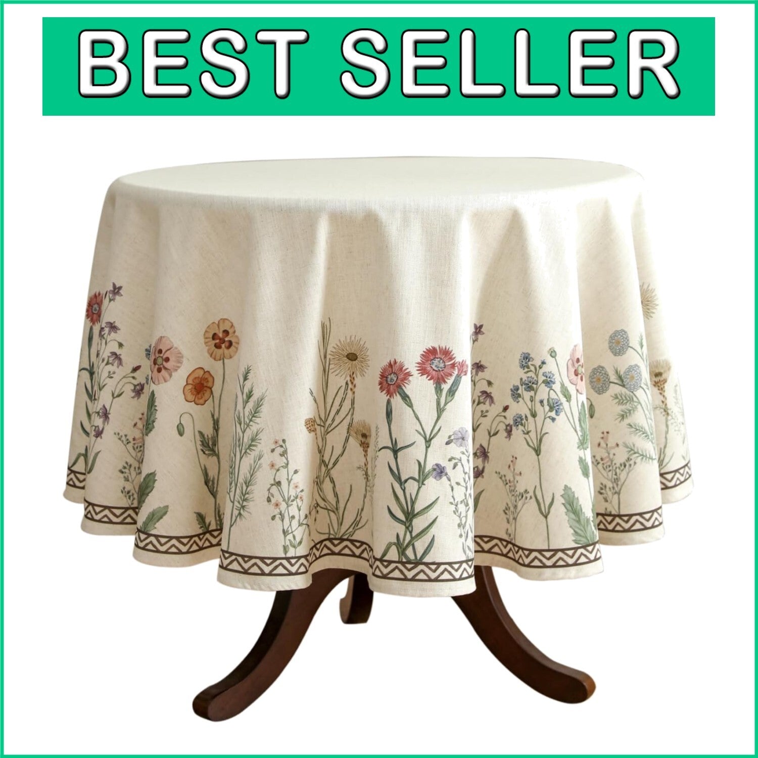 French-Style Floral Tablecloth 67" Round - Perfect for Parties and Holidays