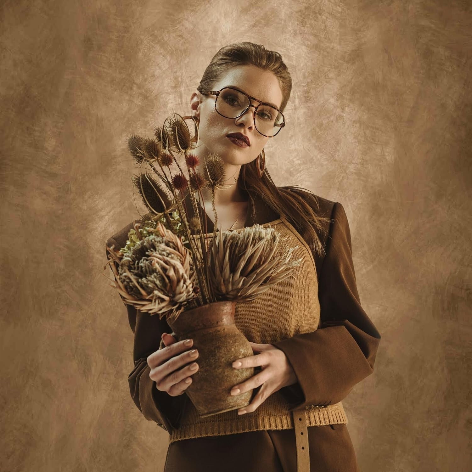 High-Resolution 8'x10' Brown Photography Backdrop with Pocket for Easy Setup