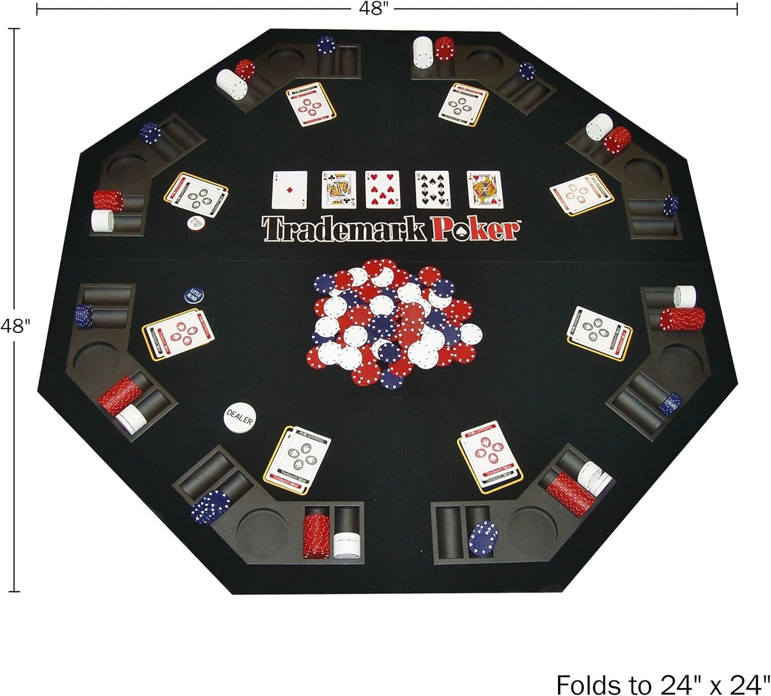 Texas Hold 'Em Poker Table Topper - Folds for Easy Travel and Storage