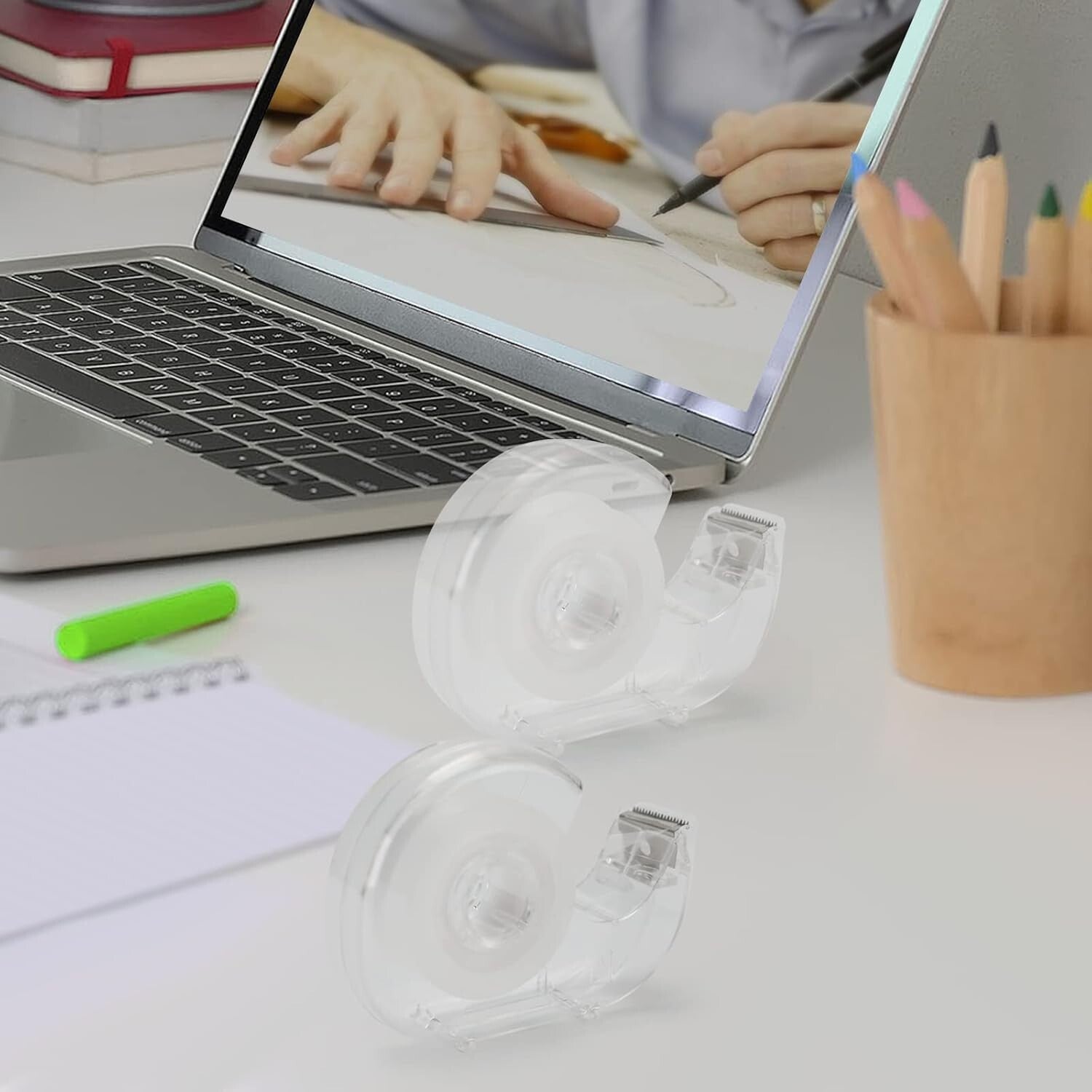 Effortless Crafting 36 Pcs Clear Tape Rolls and Durable Dispensers for Any Task