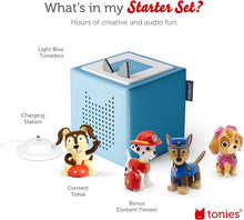 Load image into Gallery viewer, Interactive Light Blue Toniebox with Charging Station and Favorite Characters