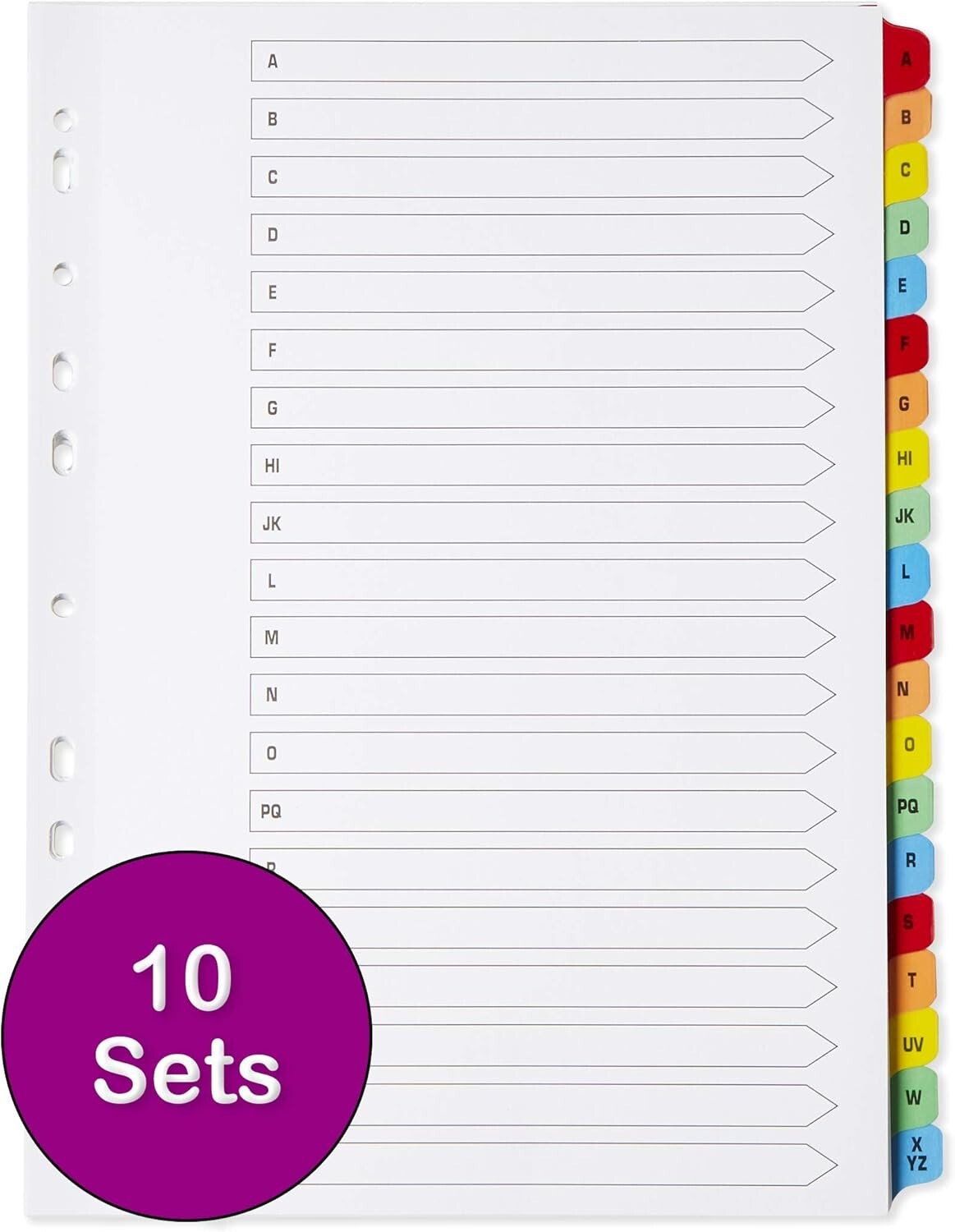 10 A4 Binder Dividers with A-Z Tabs - Professional & Durable Document Organizers
