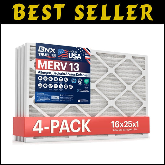 16x25x1 Air Filters 4-Pack - Capture 98% Allergens with MERV 13 Performance
