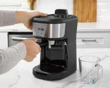 Load image into Gallery viewer, Single Serve Espresso &amp; Cappuccino Maker with Milk Frother - Black Stainless