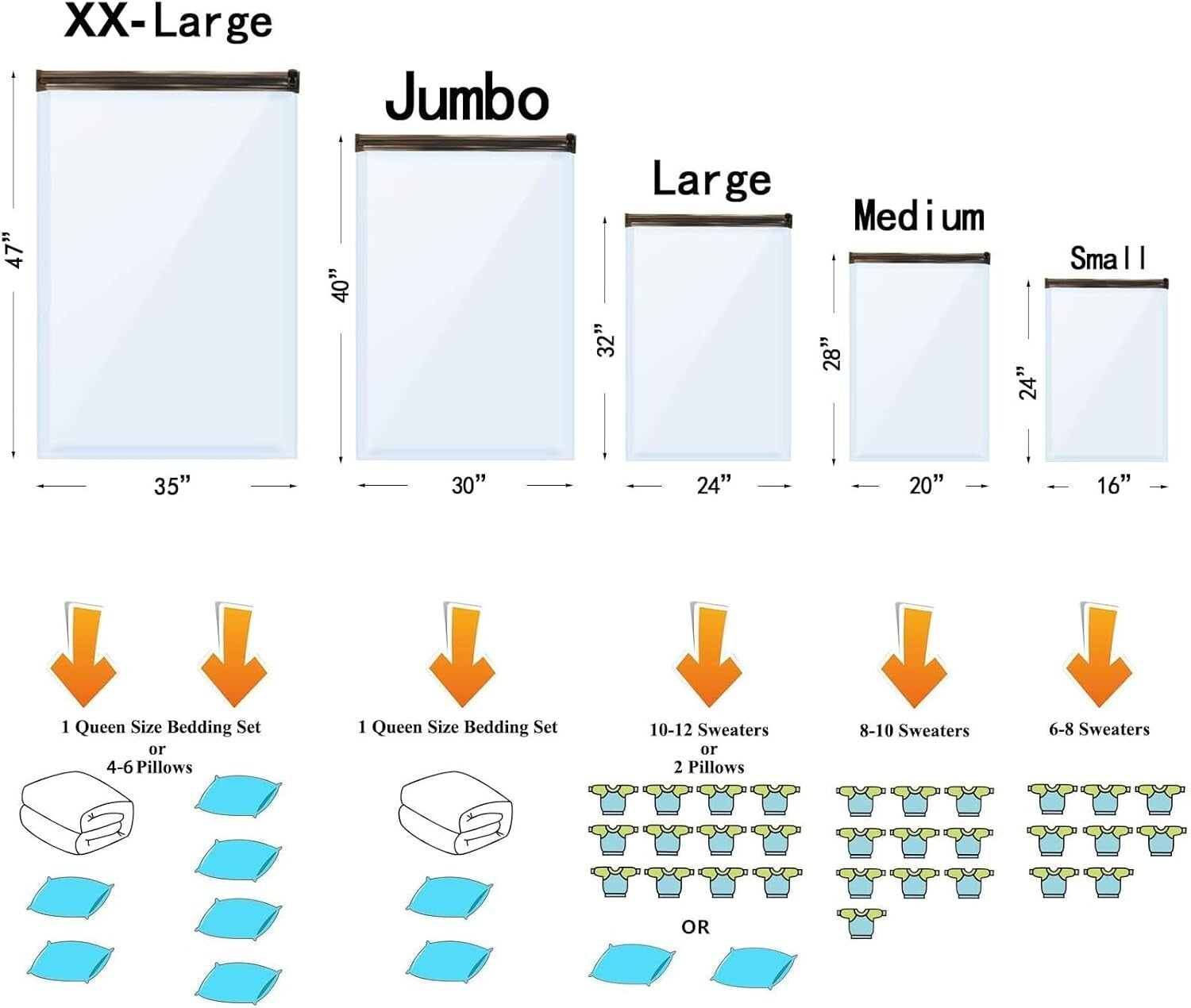 Space-Saving 24 Vacuum Storage Bags with Electric Pump - 80% Space Reduction