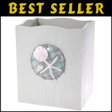 Load image into Gallery viewer, Hand-Painted Resin Trash Can with Nautical Design - Beach Home Essential