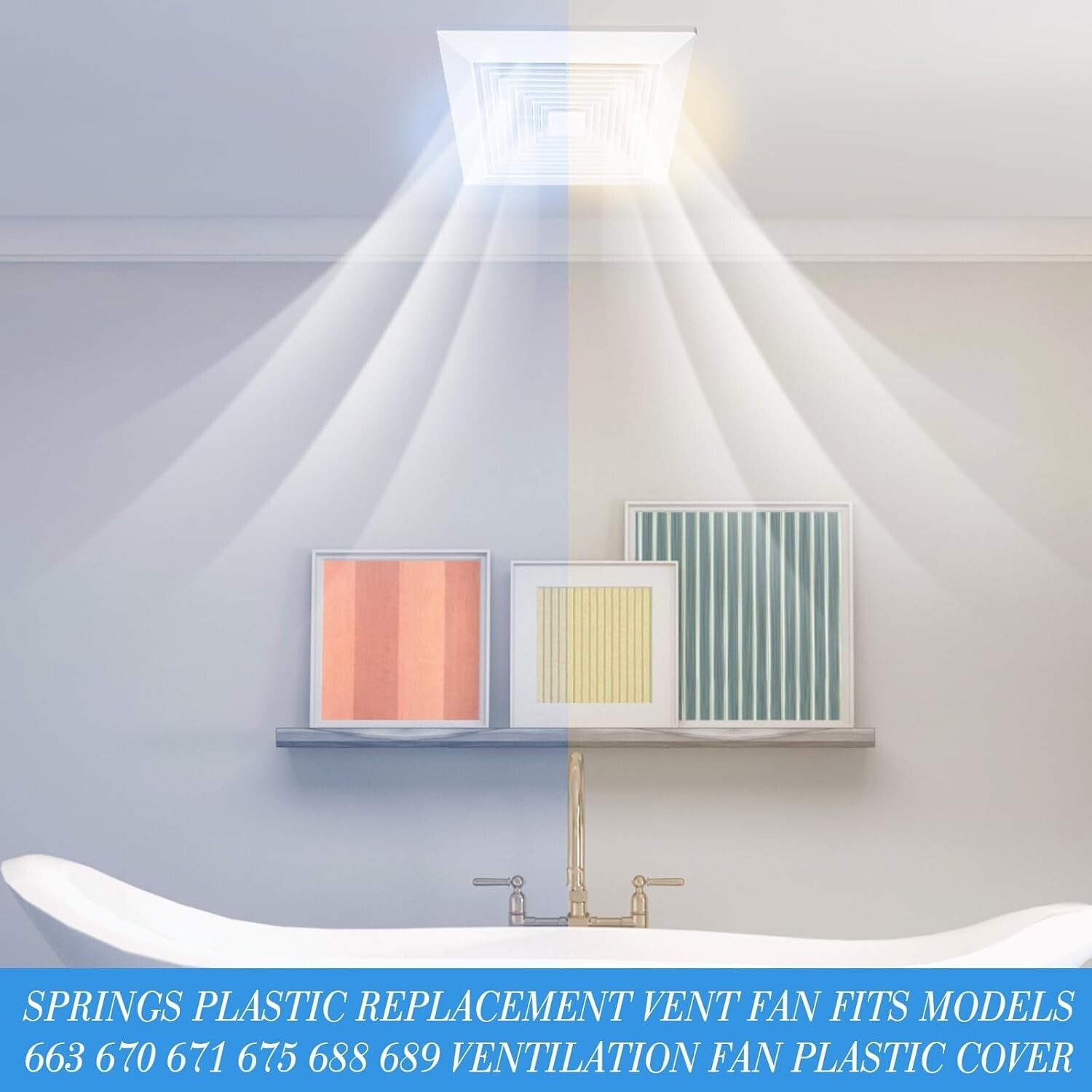 Durable 8-Pc Bathroom Exhaust Fan Covers - Stylish 12x12'' Grille Replacement