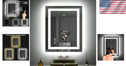 Elegant Wall-Mounted LED Bathroom Mirror - Anti-Fog, Tempered Glass, ETL Listed