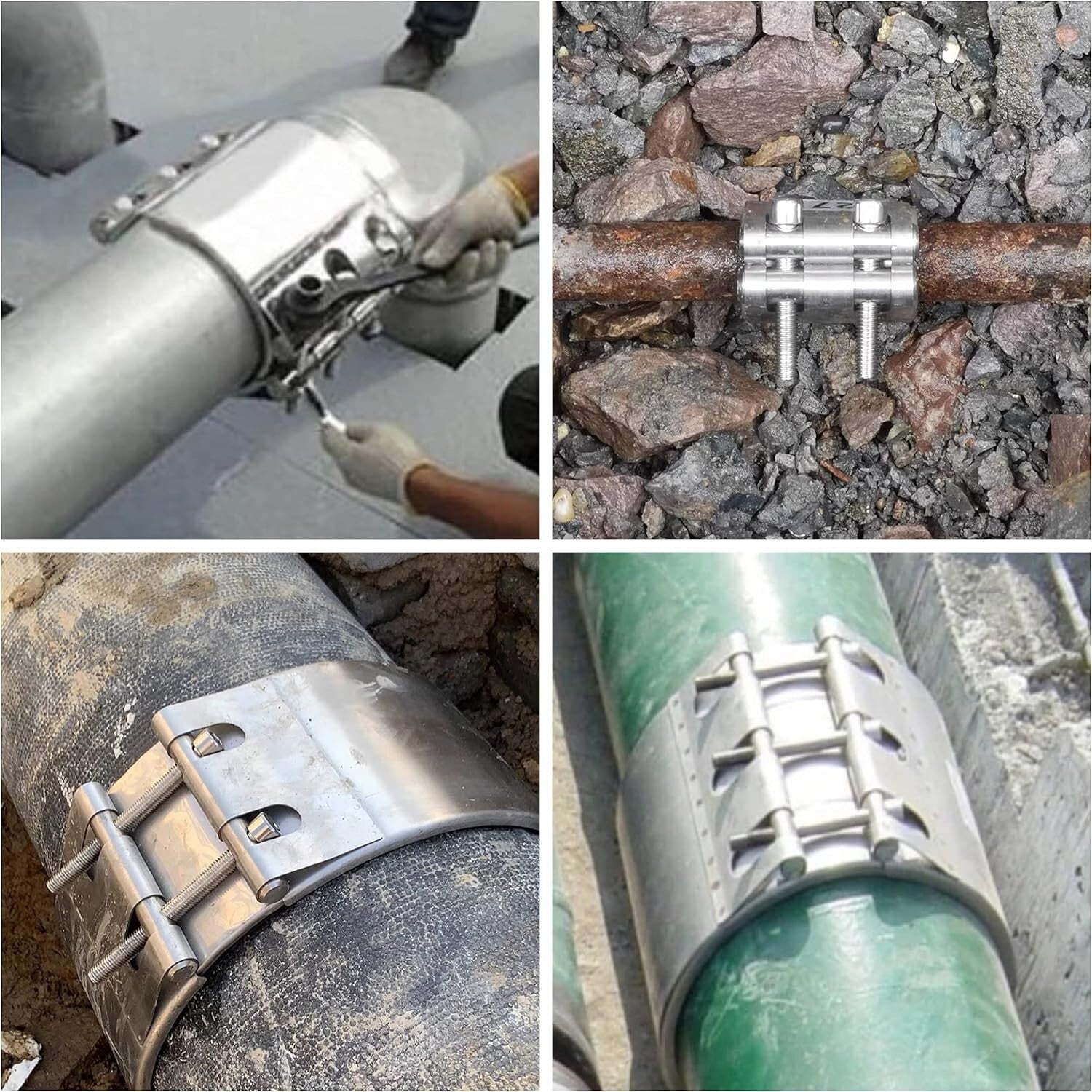 Emergency Pipe Repair Clamp - Stainless Steel, 4 Inch, for Plastic & Metal Pipes