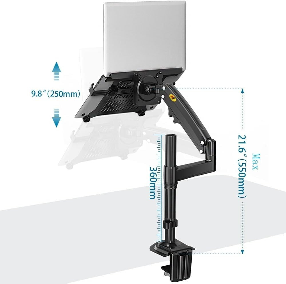 Dual Adjustable Laptop & Monitor Mount with Cable Management - Easy Installation