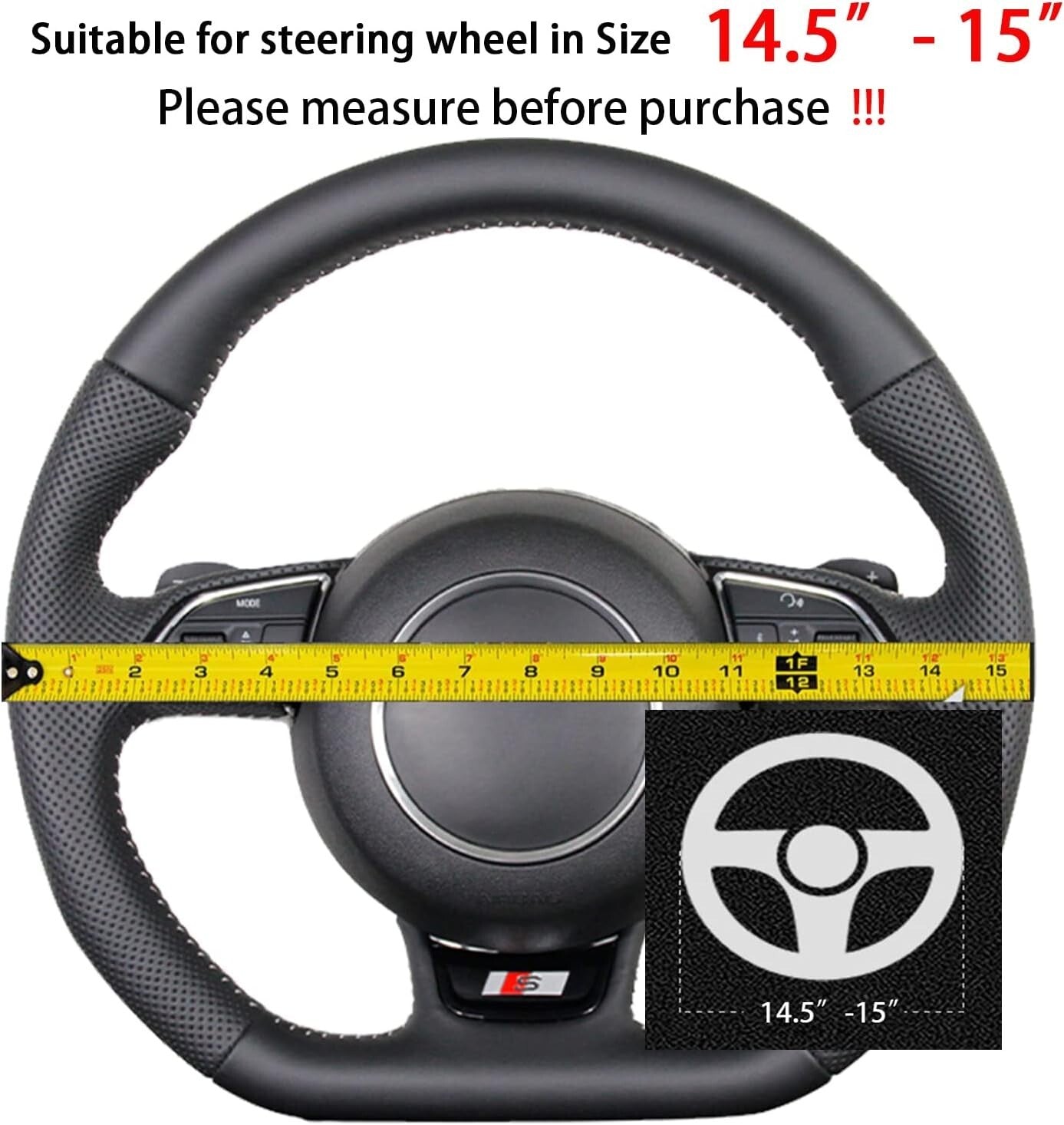 High-Quality 15-inch D-Shape Suede Steering Wheel Cover - Subaru WRX Compatible