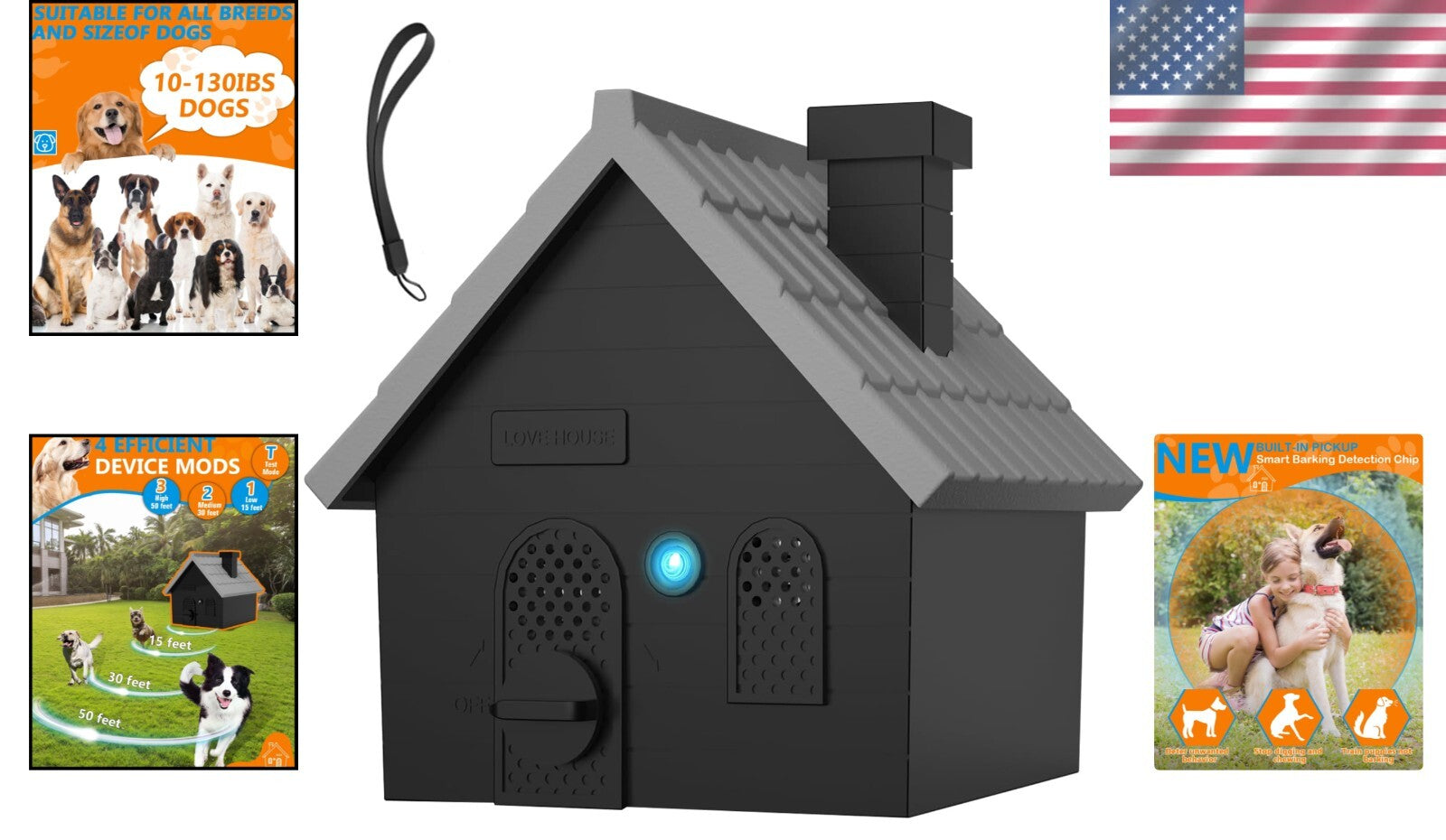 Effective Anti Barking Device for Dogs - 4 Adjustable Modes, Indoor/Outdoor Use