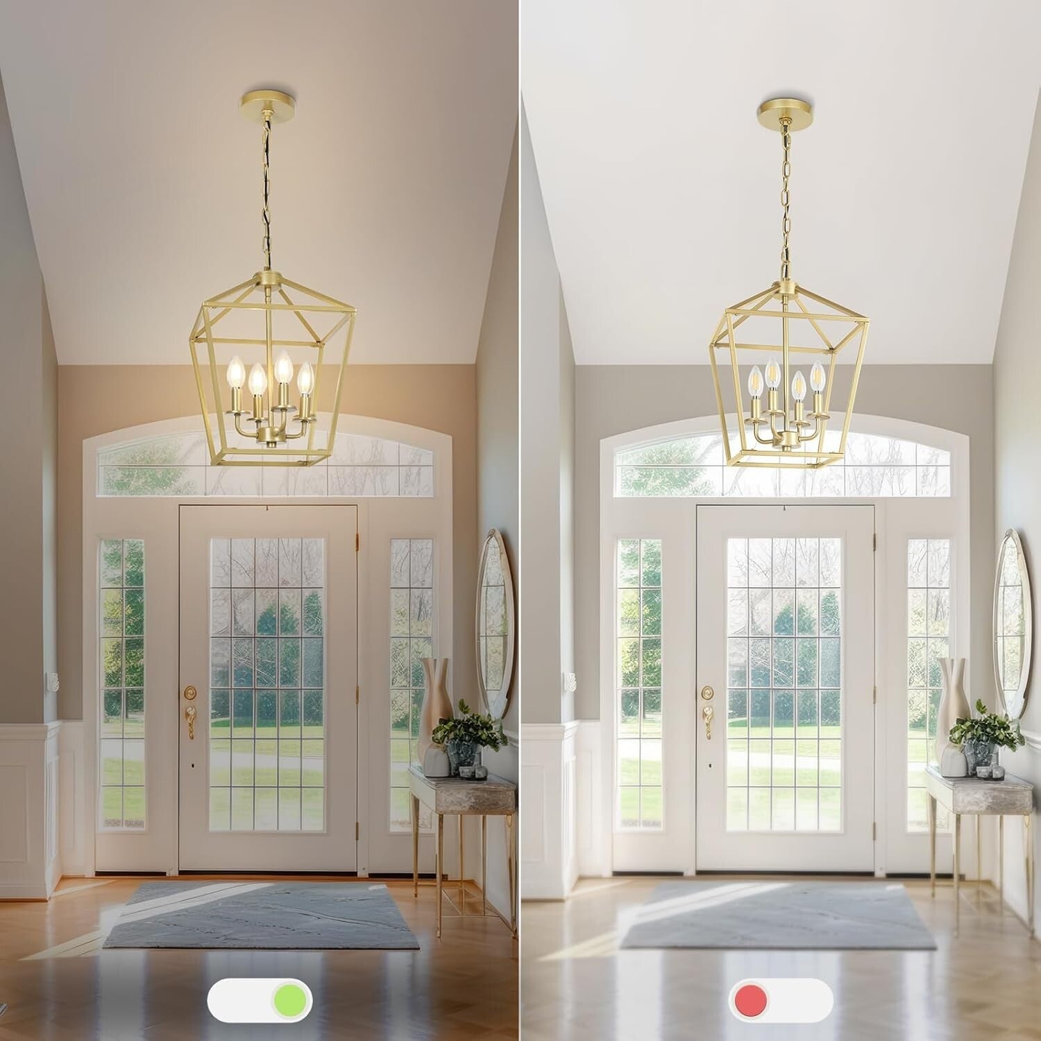 Stylish 4-Light Gold Industrial Chandelier with Adjustable Height for Indoor Use