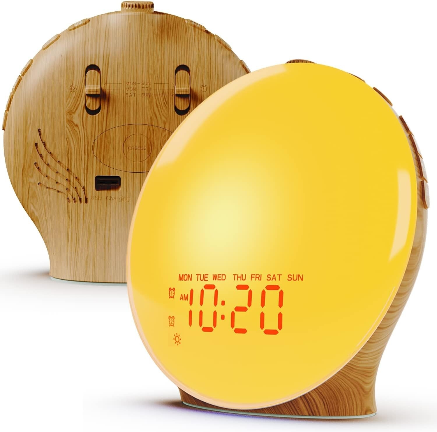 Dual Alarm Sunrise Simulation Clock for Kids & Heavy Sleepers - 7 Natural Sounds