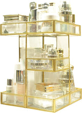 Load image into Gallery viewer, Handmade 360° Rotating Makeup Organizer - Antique Gold Finish &amp; Tabletop Design
