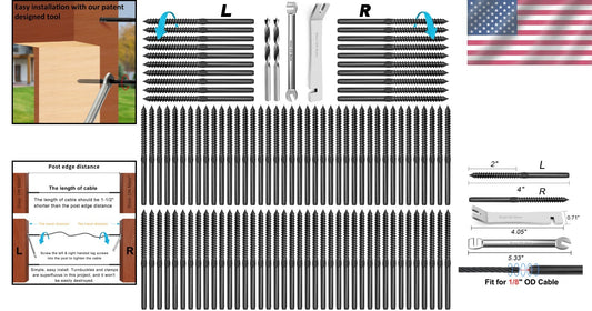 100 Pack T316 Stainless Steel Black Swage Lag Screws for Stylish Cable Railings
