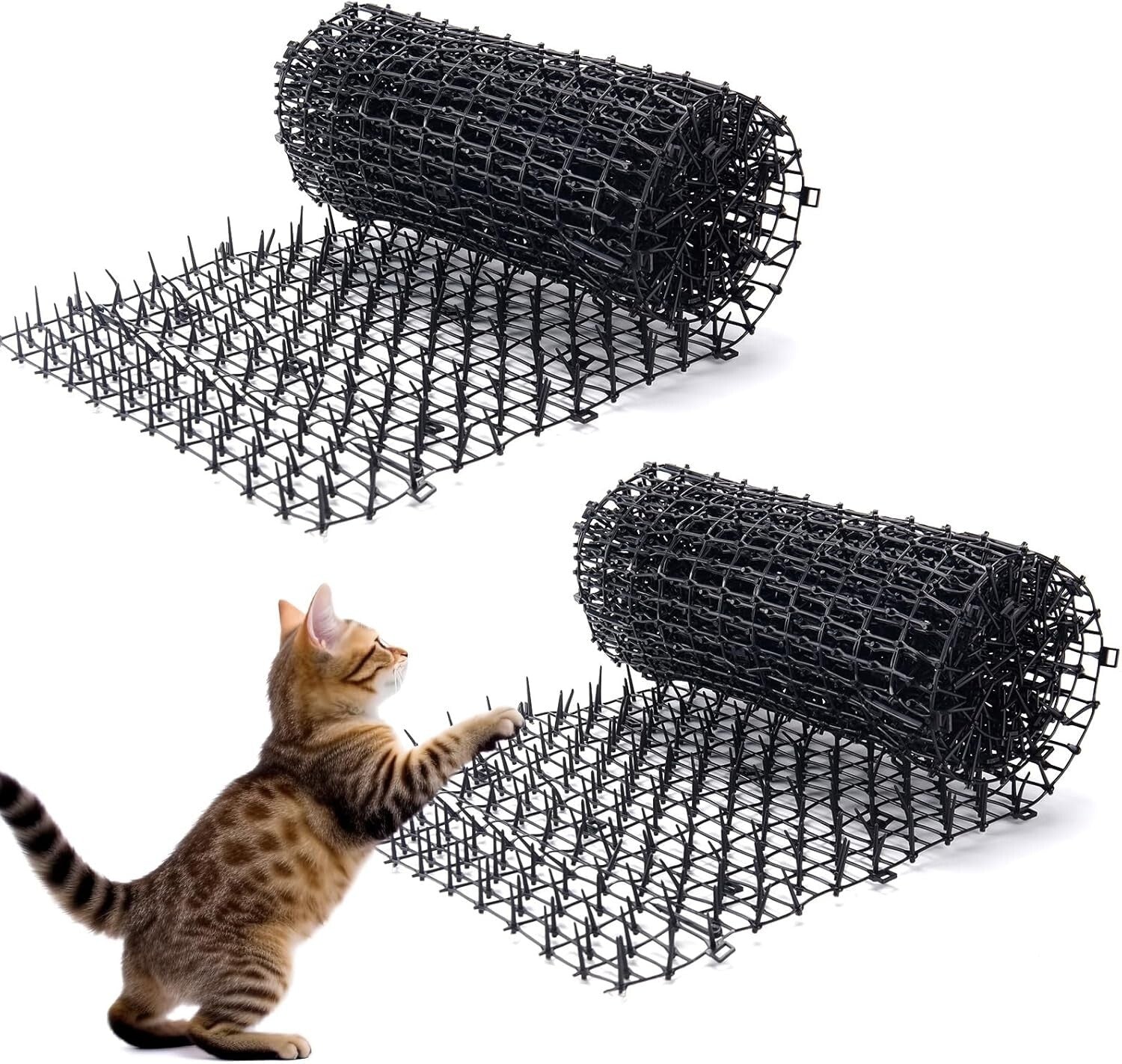 2-Piece 6.5ft Humane Cat Mat - Effective Spike Deterrent for Gardens & Surfaces