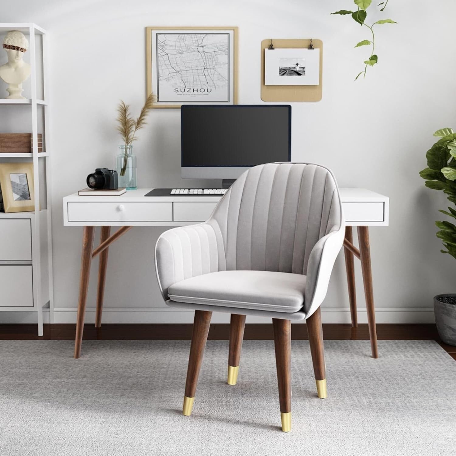 Elegant Walnut Coffee Table Legs - Mid-Century Modern Furniture Feet 16"