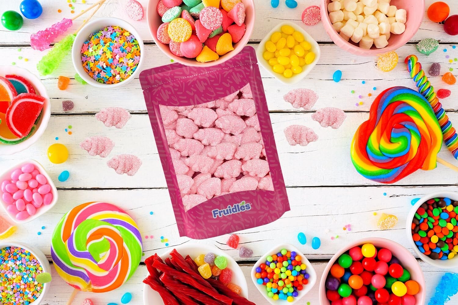 Mini Sour Pink Pig Gummies - 16 Oz Resealable Bag for Long Lasting Freshness