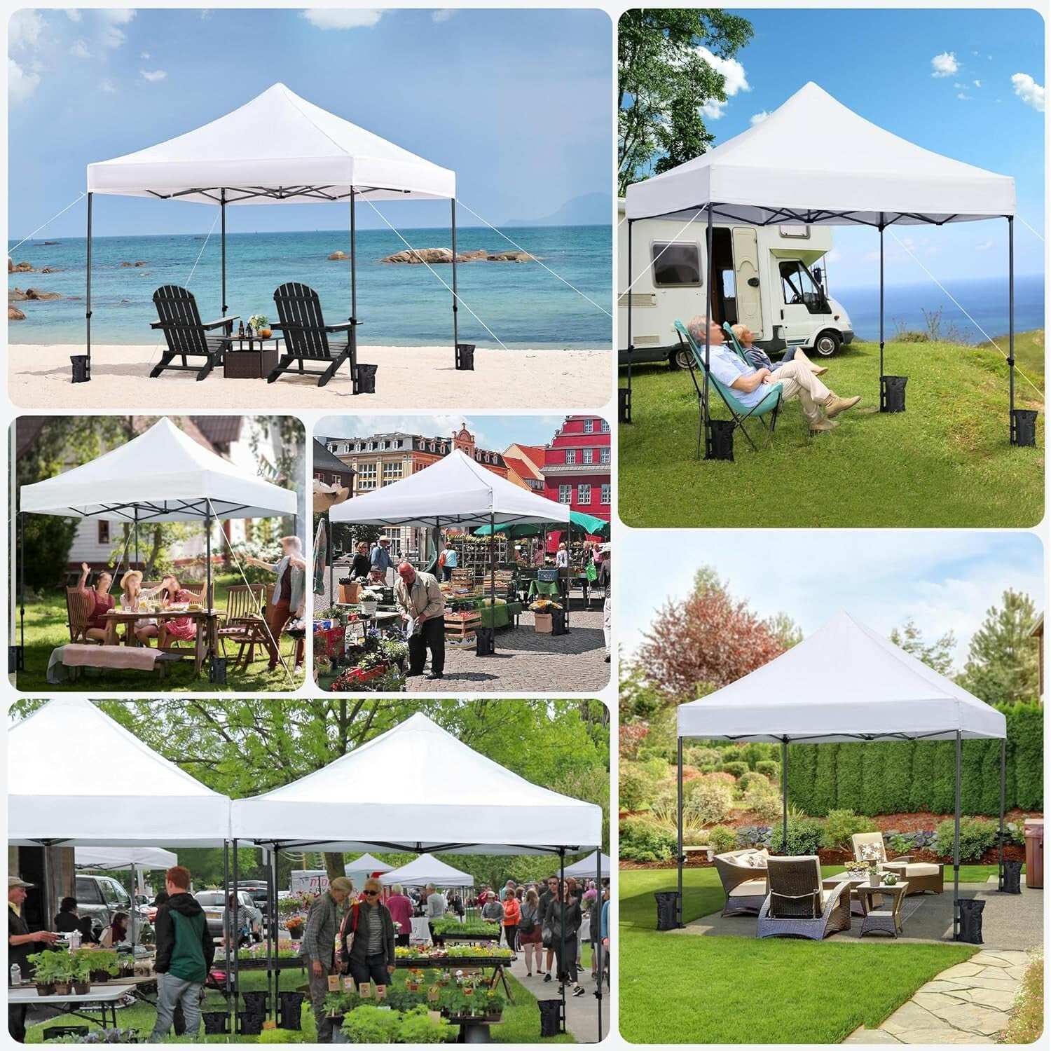 Commercial Heavy Duty Canopy Tent 10x10 - Waterproof & Adjustable with Sandbags