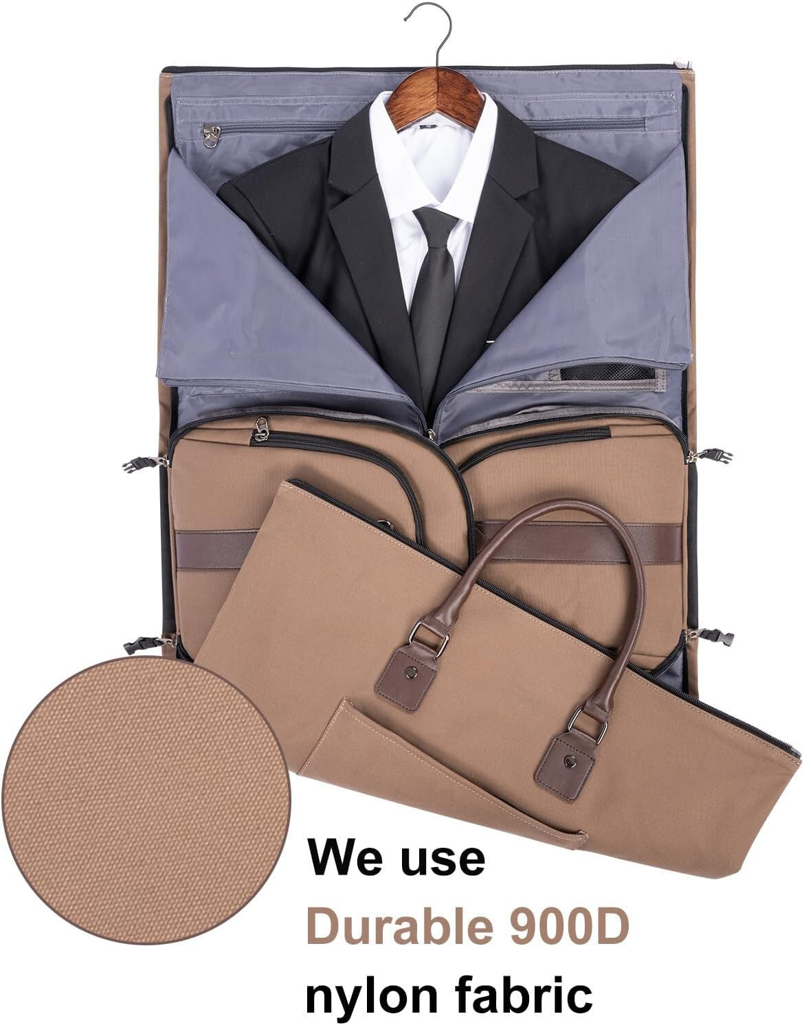 Wrinkle-Free 45L Canvas Garment Duffel Bag with Shoe Compartment - Travel Ready