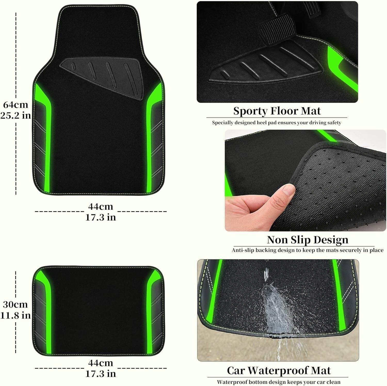 Durable Anti-Slip Steering Wheel Cover with Waterproof Car Mats for Protection
