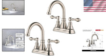 Load image into Gallery viewer, Elegant 2 Handle Brushed Nickel Bathroom Faucet with 360° Swivel &amp; Pop Up Drain