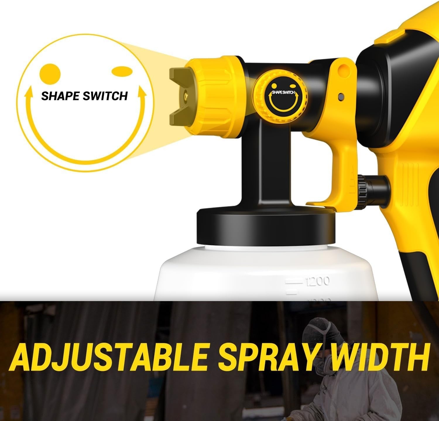 Effortless Cordless 1200ml Paint Sprayer with 8 Copper Nozzles for All Surfaces