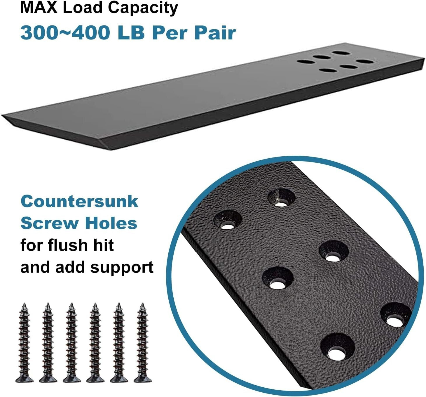 Concealed Heavy Duty Iron Countertop Support Brackets - 3 Pack for Safety