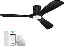 Load image into Gallery viewer, 52-Inch Whisper-Quiet Ceiling Fan with Remote &amp; Voice Control - Black Elegance
