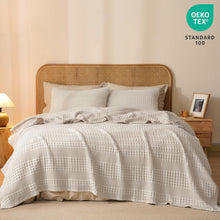 Load image into Gallery viewer, Elegant Oatmeal Waffle Weave Blanket - Soft King Size 108"x90", Machine Washable