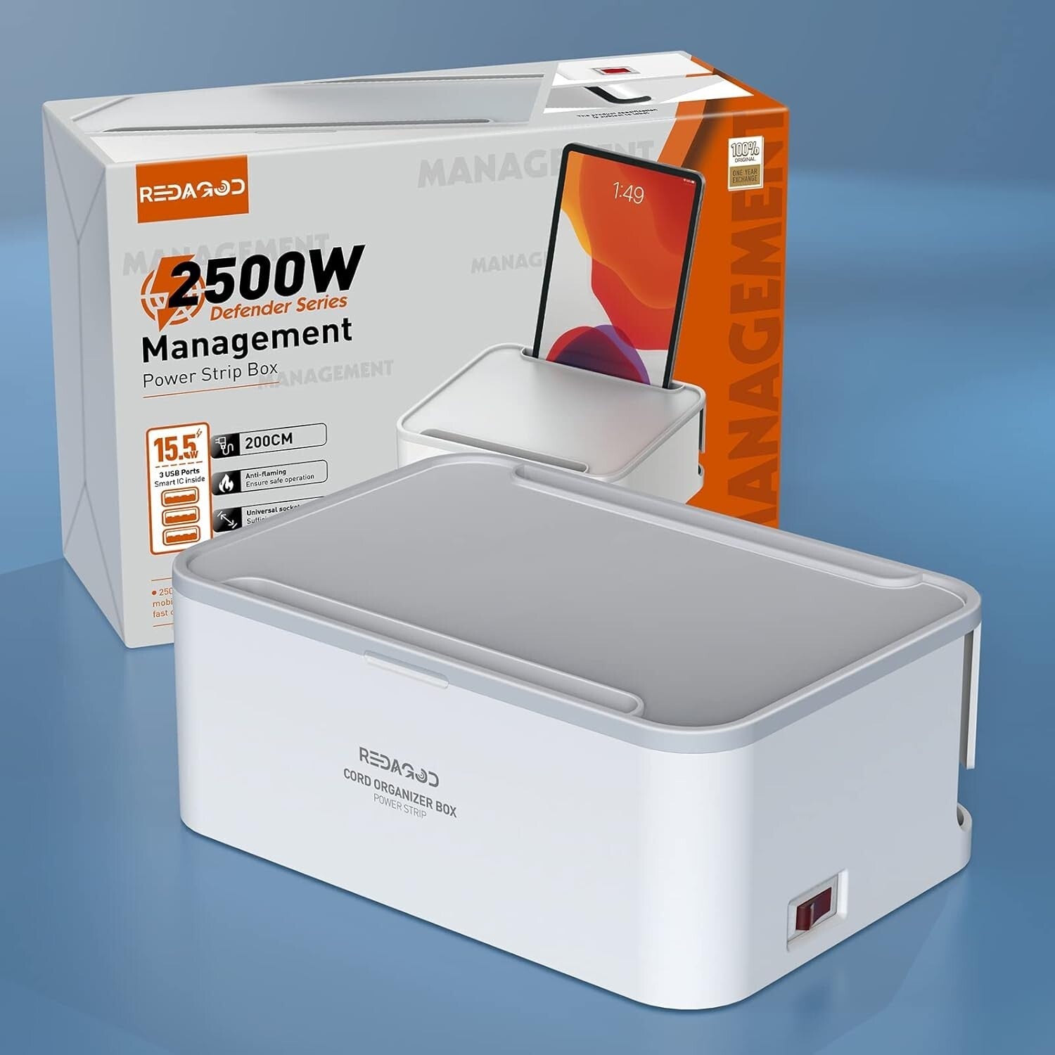 All-in-One Charging Station: 8 Outlets, 3 USB Ports and Cable Management Box