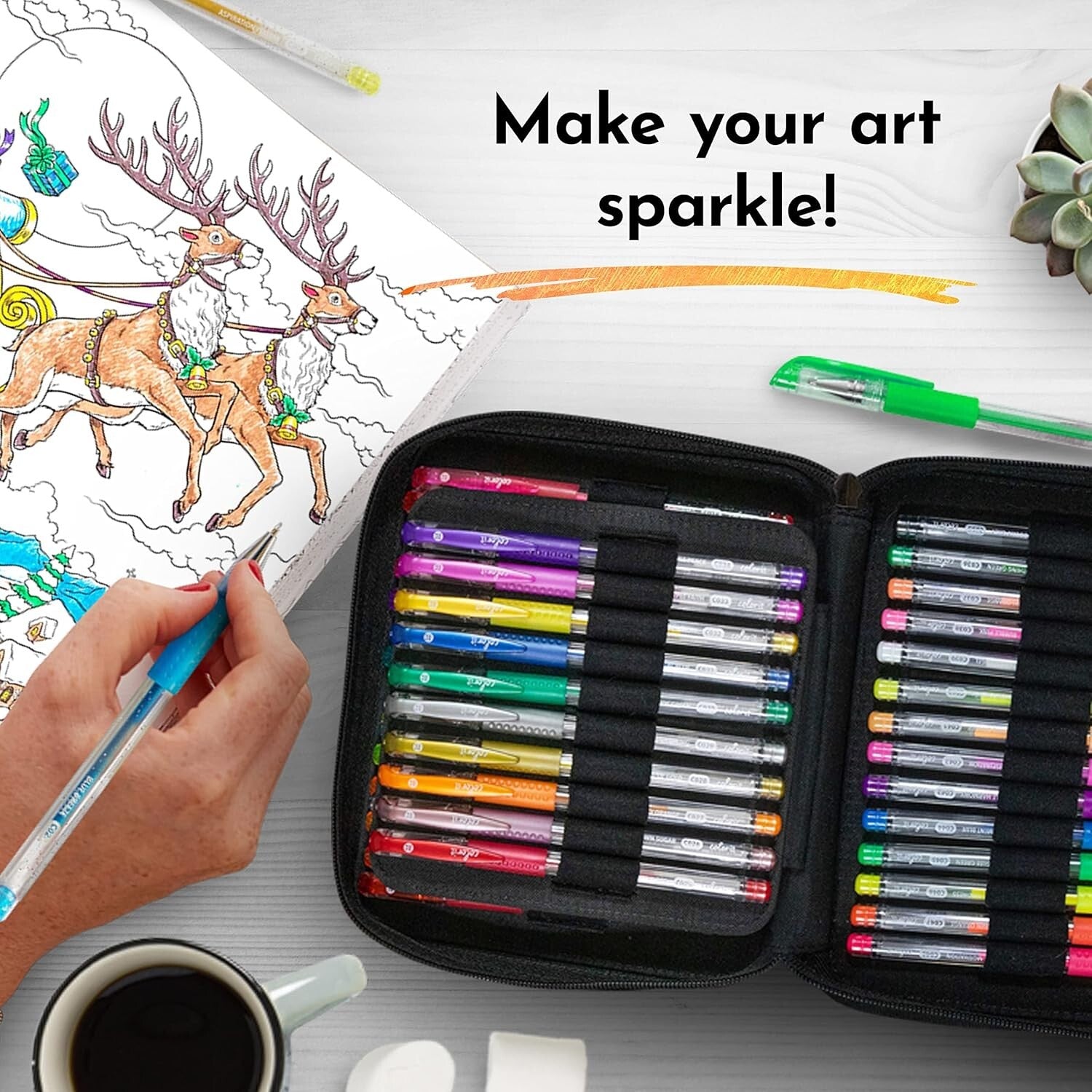 Deluxe 96-Piece Glitter Gel Pen Set with 48 Refills – Perfect for Adult Coloring