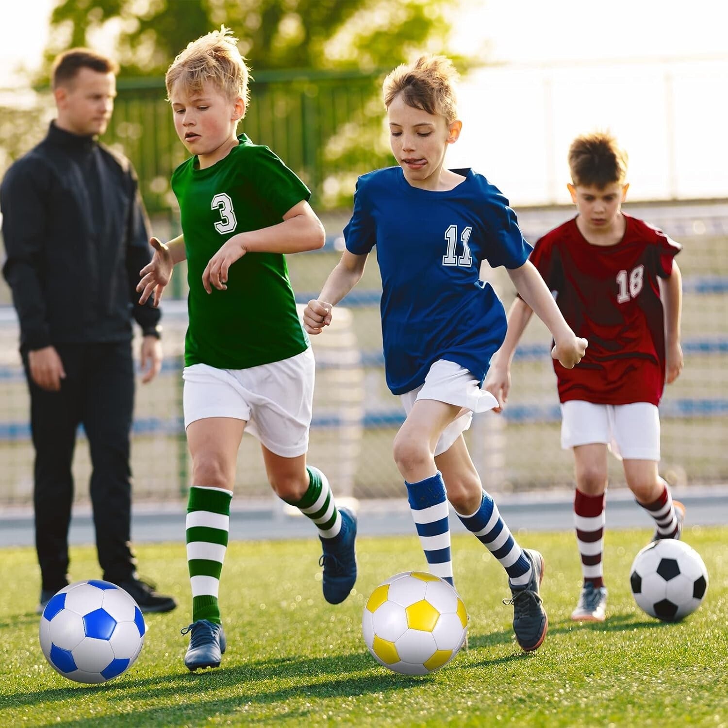 Durable Size 4 Soccer Balls with Pump - 6 Pack for Youth & Adult Leisure Games