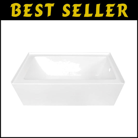 Durable 60-Inch Acrylic Bathtub for Alcove Installation - Right Drain - White