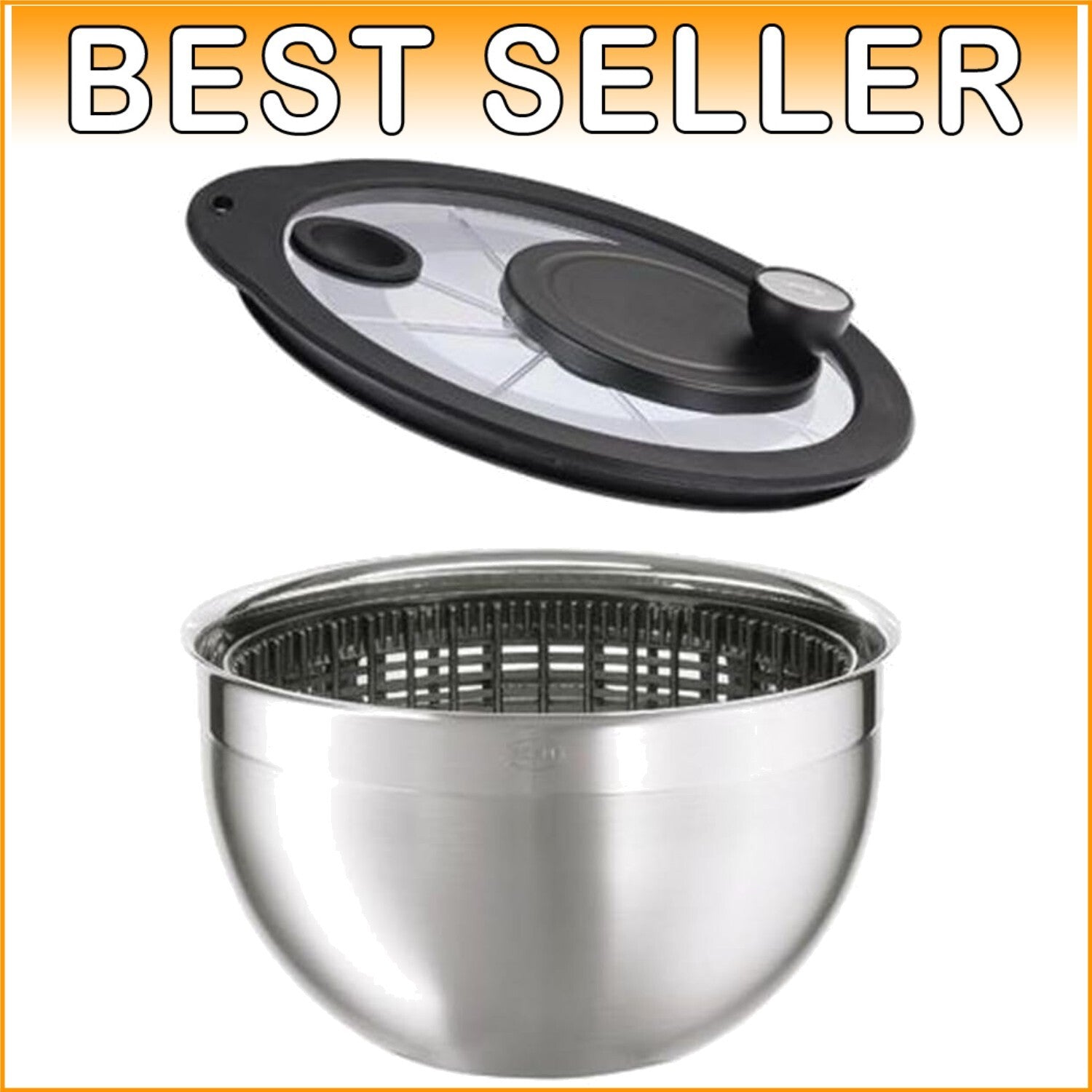Efficient Manual Salad Spinner with 4:1 Ratio & Glass Lid - 3.5L Capacity
