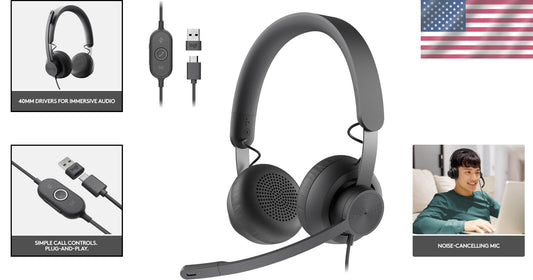 Comfortable Wired Headset with Advanced Mic for Plug-and-Play Compatibility