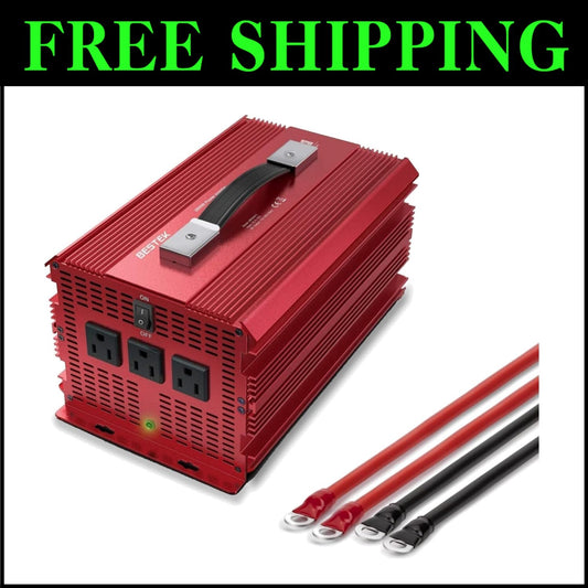 2000W Car Power Inverter with 3 AC Outlets - Durable for Camping & Outdoor Use