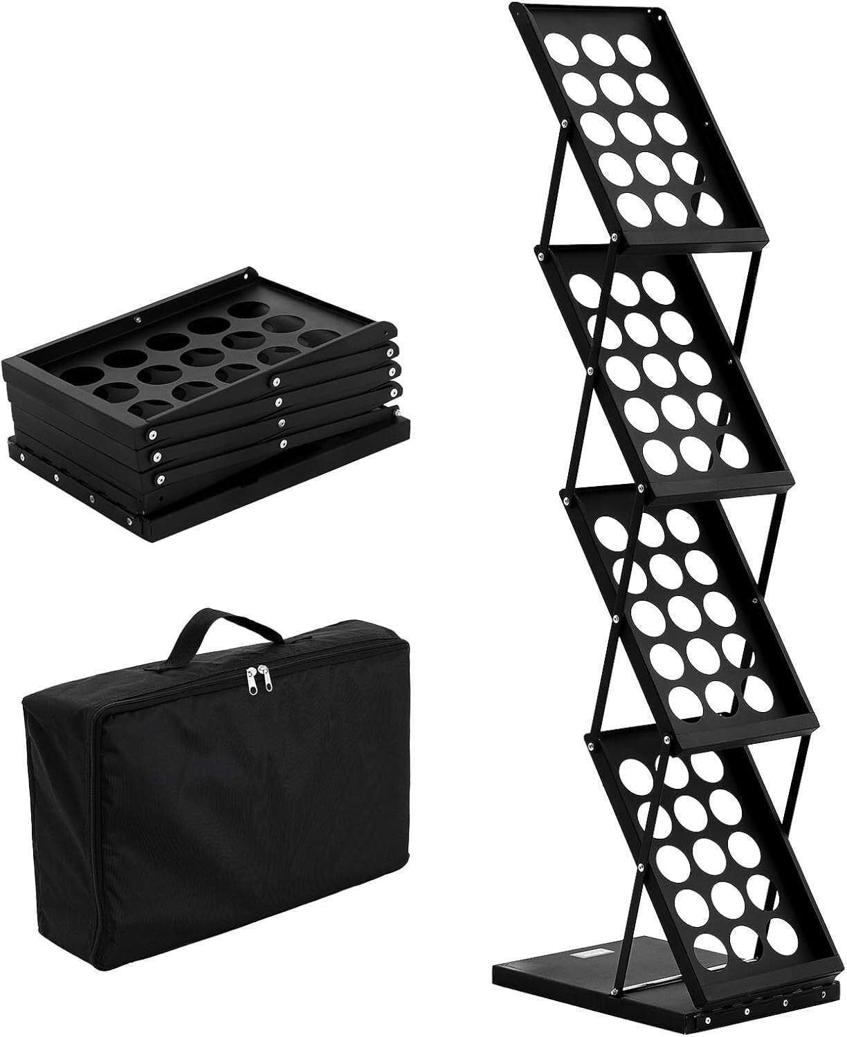 4-Tier Portable Brochure Display Stand with Carrying Bag - Office & Trade Shows