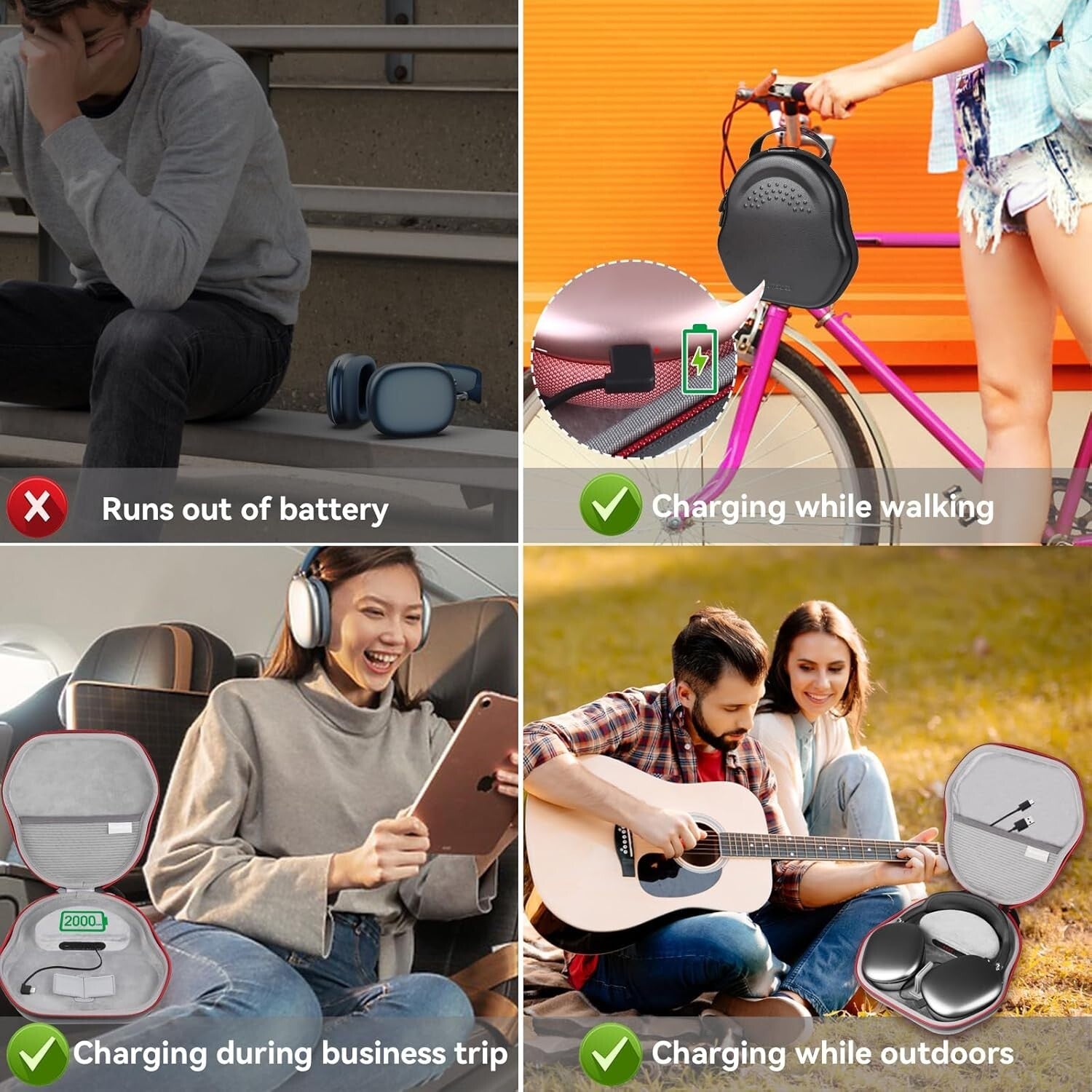 AirPods Max 2000mAh Battery Case with Sleep Mode - Perfect for Travel & Charging