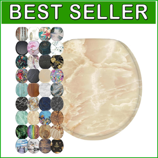 Elegant Soft Close Toilet Seat with Adjustable Hinges & Marble Nature Design