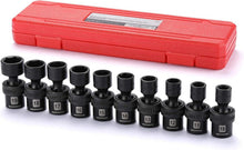 Load image into Gallery viewer, 10-Piece 3/8'' Drive Swivel Universal Impact Socket Set - Metric Sizes 10-19mm
